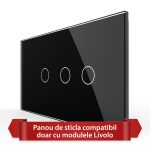 Panou Intrerupator Simplu + Dublu cu Touch LIVOLO din Sticla, Standard Italian - 4M