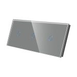 Panou Intrerupator Simplu + Simplu + Simplu cu Touch Din Sticla LUXION