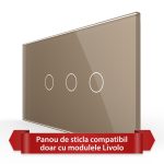 Panou Intrerupator Simplu + Dublu cu Touch LIVOLO din Sticla, Standard Italian - 4M