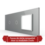 Panou Intrerupator Simplu + Simplu cu Priza LIVOLO din Sticla, Standard Italian - 6/7M