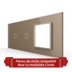 Panou Intrerupator Simplu + Simplu cu Priza LIVOLO din Sticla, Standard Italian - 6/7M