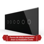 Panou Intrerupator Dublu + Dublu + Dublu cu Touch LIVOLO din Sticla, Standard Italian - 6/7M
