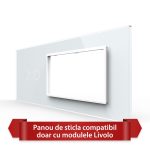 Panou Intrerupator Dublu cu 2 Prize LIVOLO din Sticla, Standard Italian - 6/7M