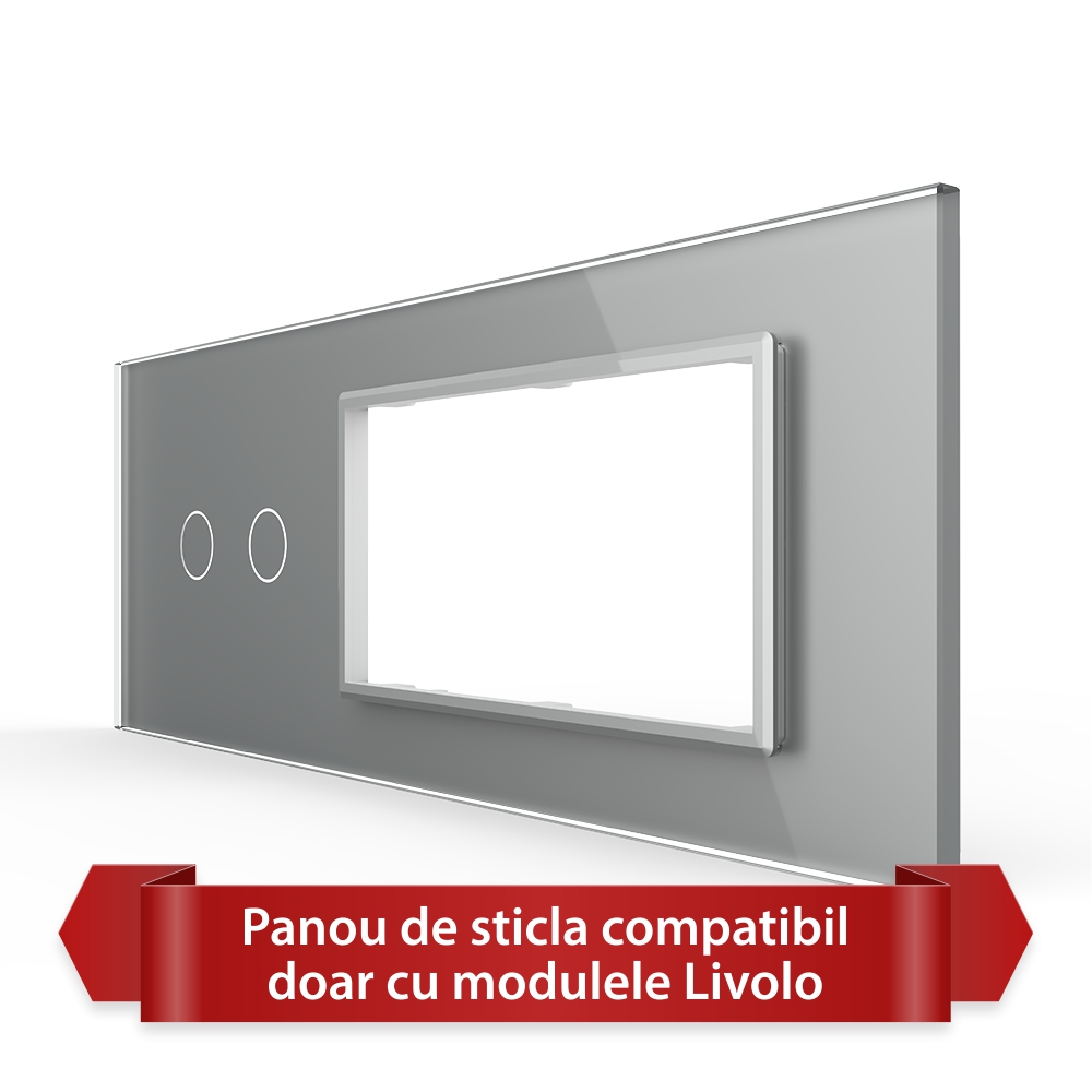 001-pa1-31.jpg Panou Intrerupator Dublu cu 2 Prize LIVOLO din Sticla, Standard Italian - 6/7M - imagine 1