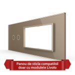 Panou Intrerupator Dublu cu 2 Prize LIVOLO din Sticla, Standard Italian - 6/7M