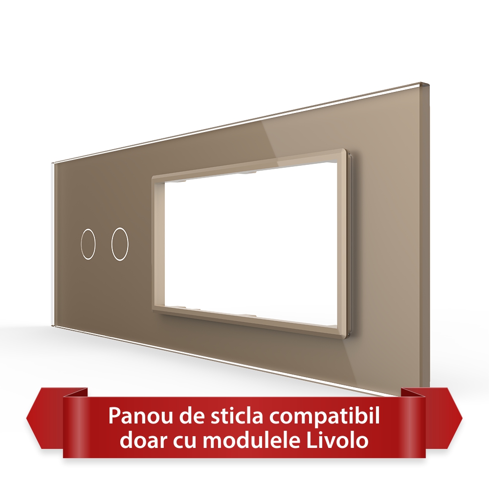 001-pa1-32.jpg Panou Intrerupator Dublu cu 2 Prize LIVOLO din Sticla, Standard Italian - 6/7M - imagine 1