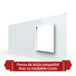 Panou Intrerupator Dublu + Dublu cu Priza LIVOLO din Sticla, Standard Italian - 6/7M