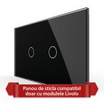 Panou Intrerupator Simplu + Simplu cu Touch LIVOLO din Sticla, Standard Italian - 4M