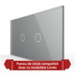 Panou Intrerupator Simplu + Simplu cu Touch LIVOLO din Sticla, Standard Italian - 4M