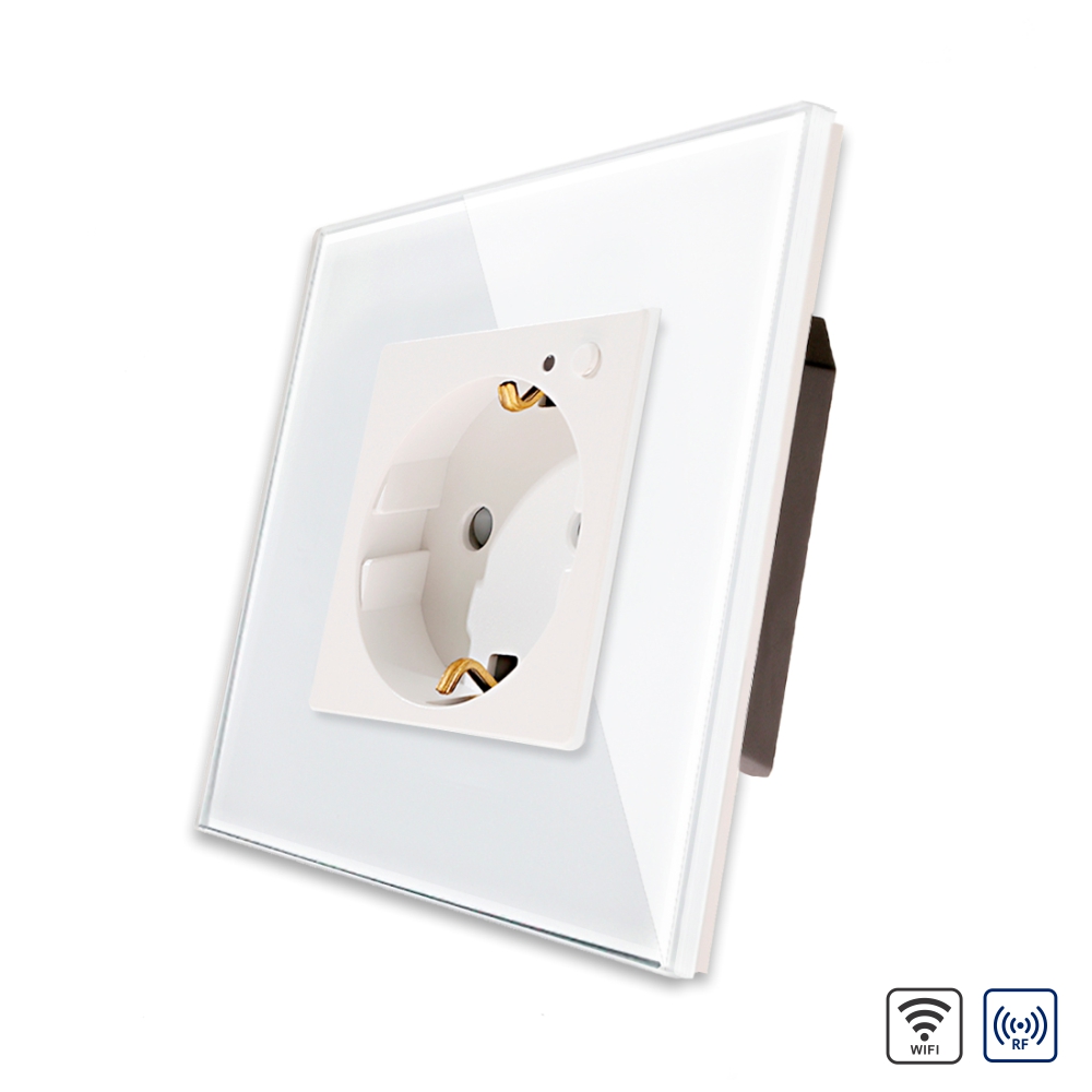 001-pr1-11.jpg Priza Simpla Wi-Fi LUXION cu Rama din Sticla, RF433 - imagine 1