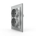 Priza Dubla Livolo cu Rama din Sticla Pentru Doza Simpla