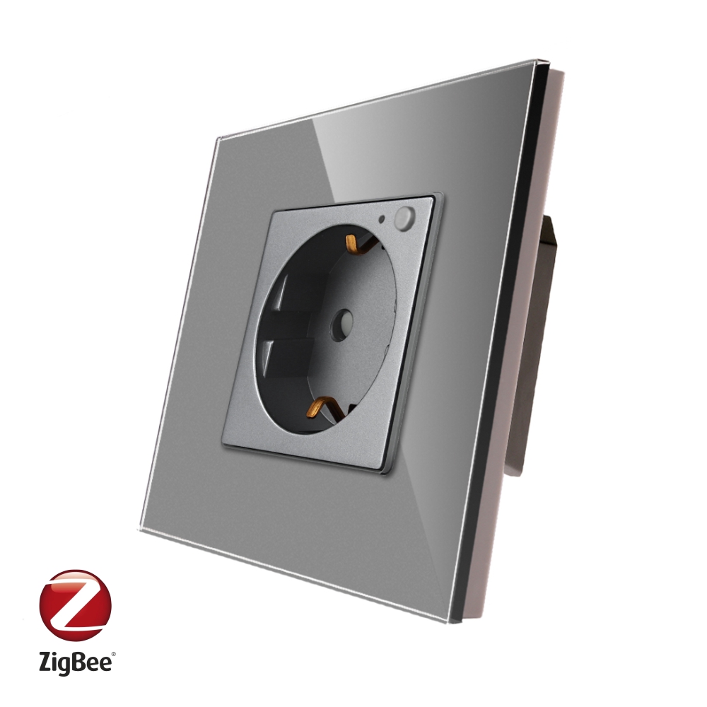 001-pr1-2-7.jpg Priza Inteligenta cu Protocol Zigbee si Monitorizare Consum cu Rama Din Sticla LUXION - imagine 1