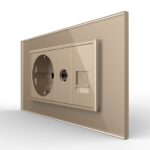 Priza Dubla Livolo cu Rama din Sticla 1 Priza Schuko+TV/internet, Standard Italian - Serie Noua