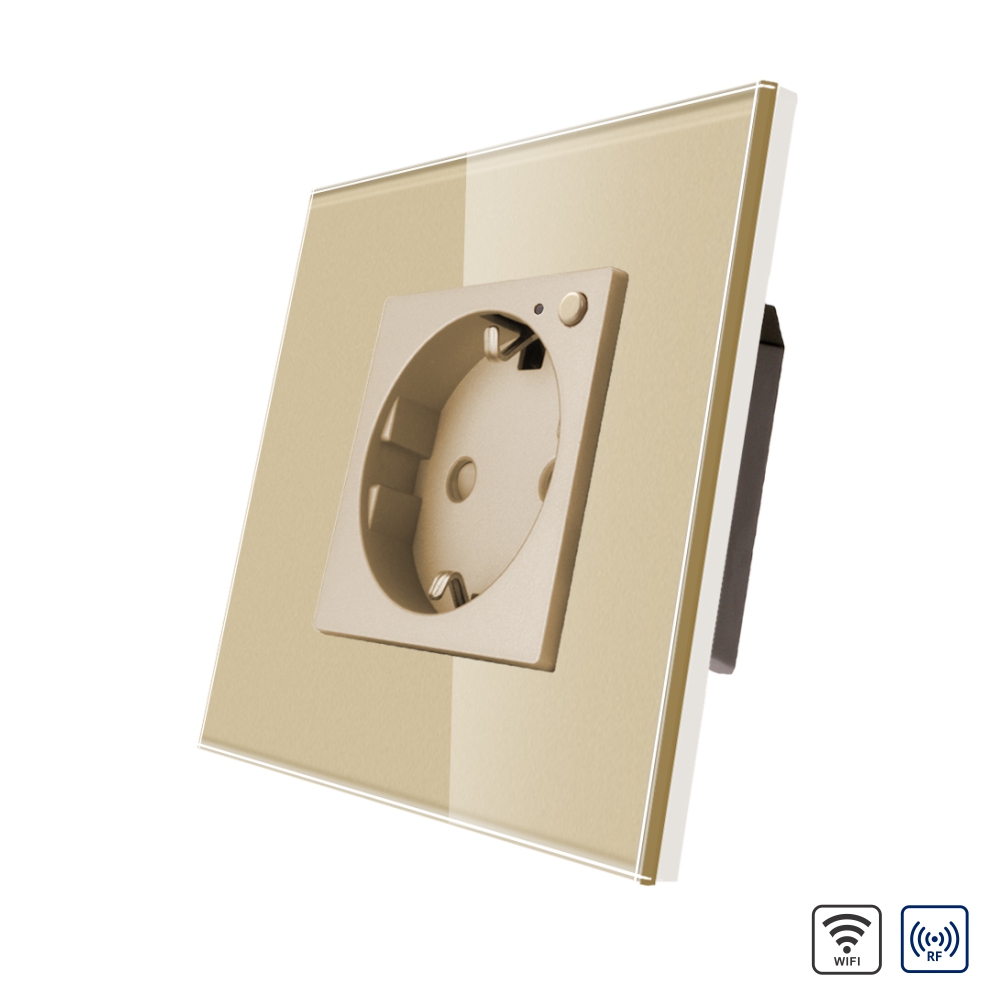 001-pr1-3-3.jpg Priza Simpla Wi-Fi LUXION cu Rama din Sticla, RF433 - imagine 1