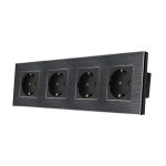 Priza Cvadrupla LUXION cu rama din aluminiu