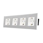 Priza Cvadrupla LUXION cu rama din aluminiu