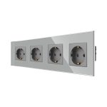 Priza Cvadrupla LUXION cu rama din sticla