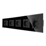 Priza Cvintupla LUXION cu rama din sticla