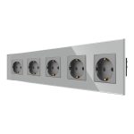 Priza Cvintupla LUXION cu rama din sticla