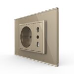 Priza dubla italiana Livolo cu rama din sticla - standard italian