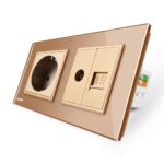 Priza dubla Livolo cu rama din sticla 1 priza Schuko+TV/internet