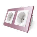 Priza dubla Livolo cu rama din sticla