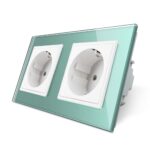 Priza dubla Livolo cu rama din sticla