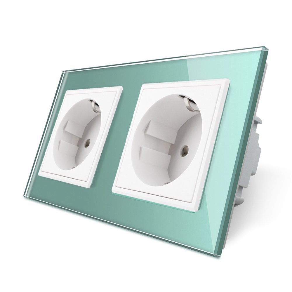 001-priza-dubla-livolo-vl-c7c2eu-18-verde.jpg Priza dubla Livolo cu rama din sticla - imagine 1
