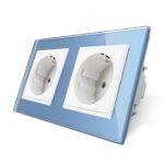 Priza dubla Livolo cu rama din sticla