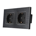 Priza Dubla LUXION cu rama din aluminiu