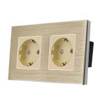 Priza Dubla LUXION cu rama din aluminiu