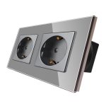 Priza Dubla cu Rama din Sticla LUXION