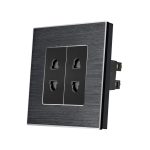 Priza Dubla cu Module Inguste cu Rama din Aluminiu LUXION