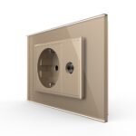 Priza simpla din rama de sticla Schuko cu TV Livolo