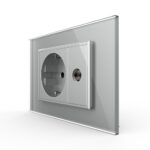 Priza simpla din rama de sticla Schuko cu TV Livolo