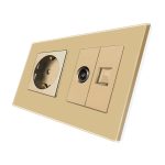 Priza Schuko + TV + Internet cu Rama Din Sticla LUXION