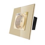 Priza Simpla cu Capac de Protectie cu Rama din Sticla LUXION