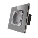 Priza Simpla cu Capac de Protectie cu Rama din Sticla LUXION