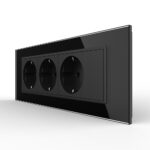 Priza tripla cu blank Livolo cu rama din sticla 6/7 module - standard Italian