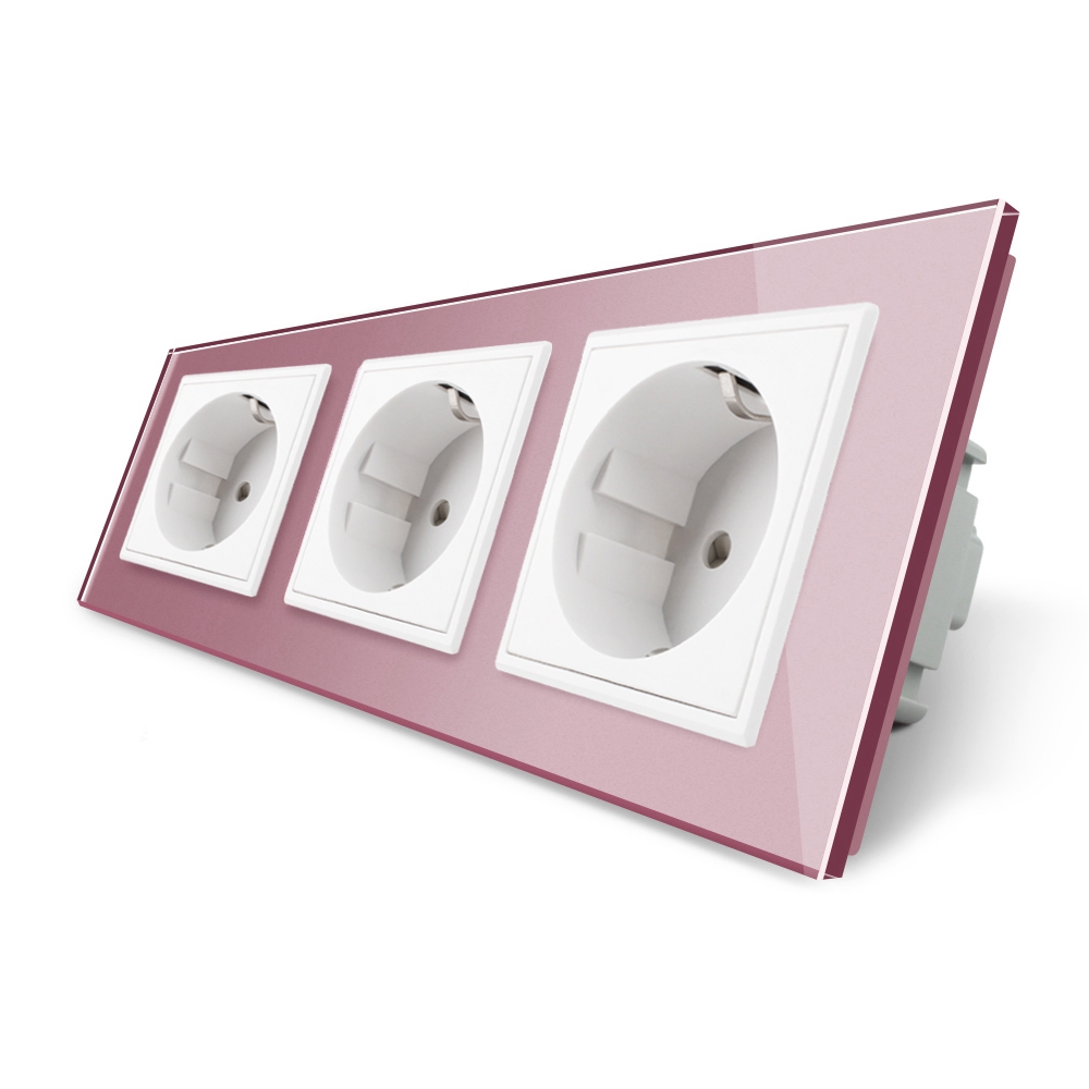 001-priza-tripla-livolo-vl-c7c3eu-17-roz.jpg Priza tripla Livolo cu rama din sticla - imagine 1