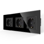 Priza Tripla cu Rama din Sticla LUXION