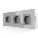 Priza Tripla cu Rama din Sticla LUXION