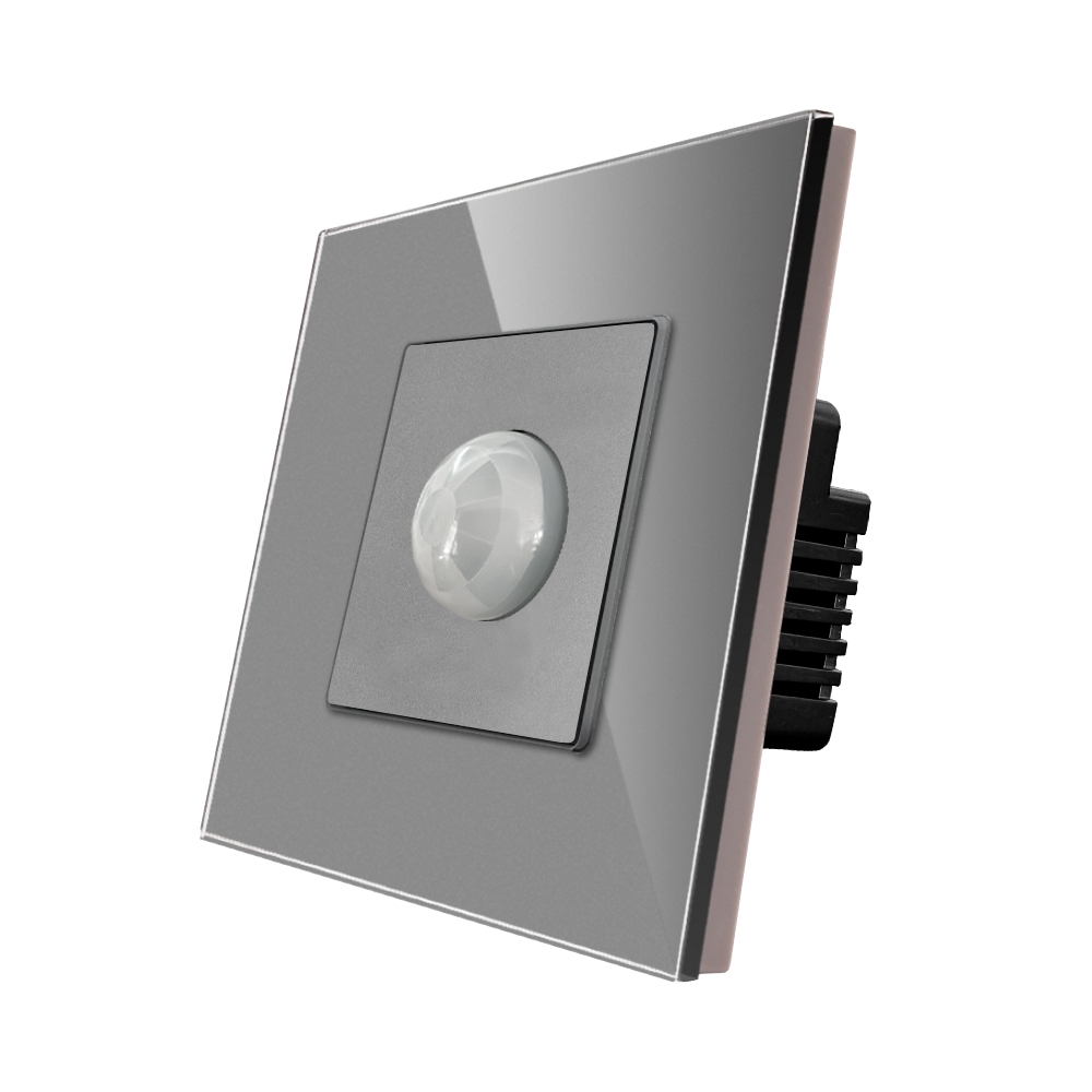 001-senzor-de-miscare-pir-luxion-rama-sticla-lx-mp-sr01gf-gy-gri.jpg Senzor de Miscare PIR LUXION cu Rama din Sticla - imagine 1