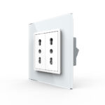 Priza dubla module inguste Livolo cu rama din sticla - standard german