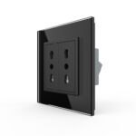 Priza dubla module inguste Livolo cu rama din sticla - standard german