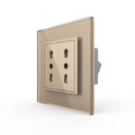 Priza dubla module inguste Livolo cu rama din sticla - standard german