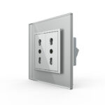 Priza dubla module inguste Livolo cu rama din sticla - standard german