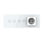 Intrerupator Dublu + Dublu + Priza LIVOLO cu Rama Din Sticla, Standard Italian, 6M - imagine 2