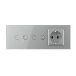 Intrerupator Dublu + Dublu + Priza LIVOLO cu Rama Din Sticla, Standard Italian, 6M - imagine 2