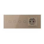 Intrerupator Dublu + Dublu + Priza LIVOLO cu Rama Din Sticla, Standard Italian, 6M - imagine 2